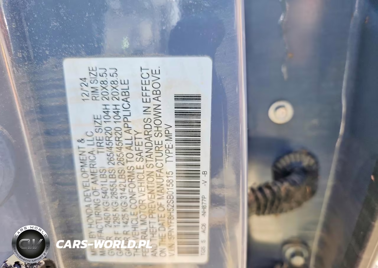 2025 Honda Passport Exl VIN:5FNYF8H52SB015815 - 12