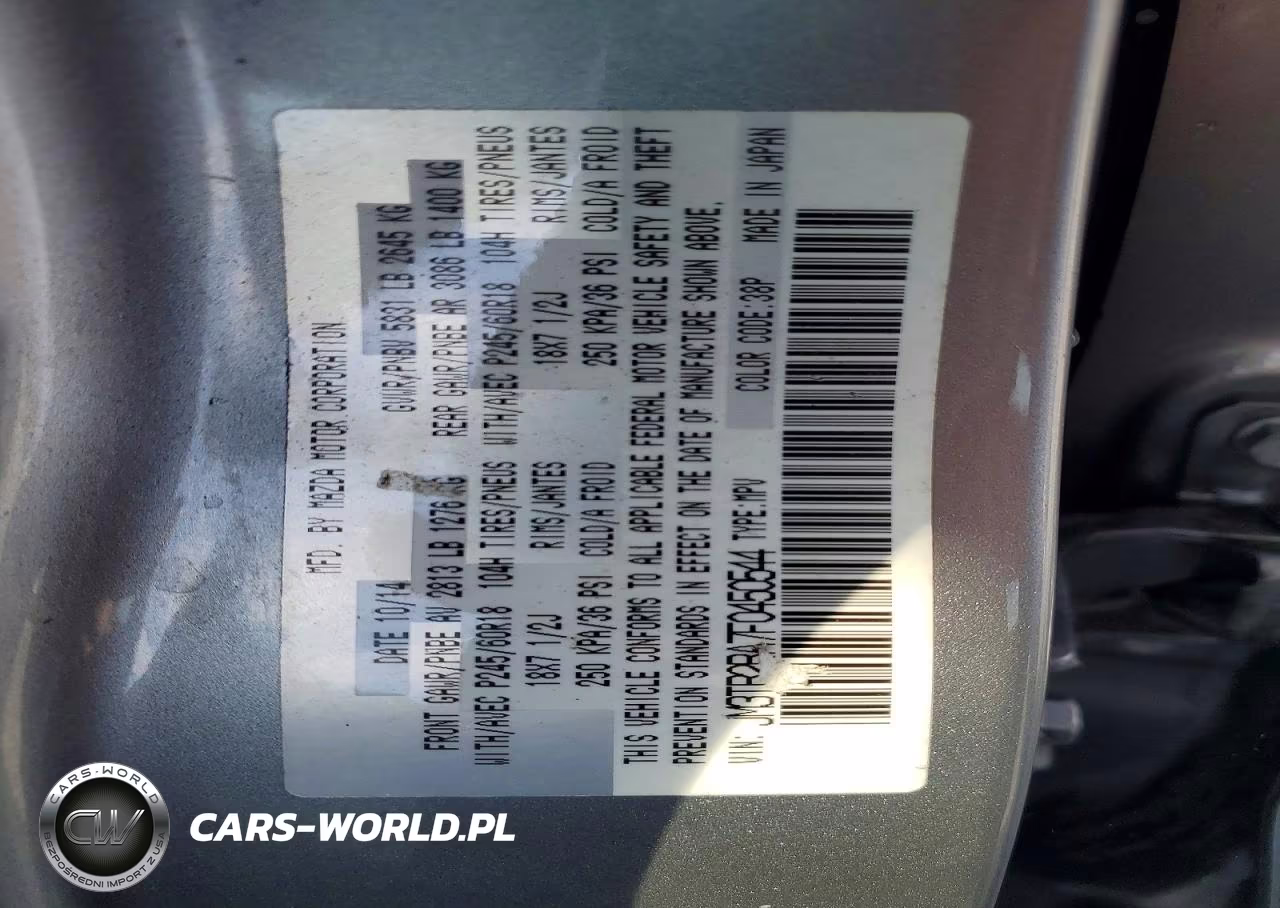 2015 Mazda Cx-9 Sport VIN:JM3TB2BA7F0450544 - 12