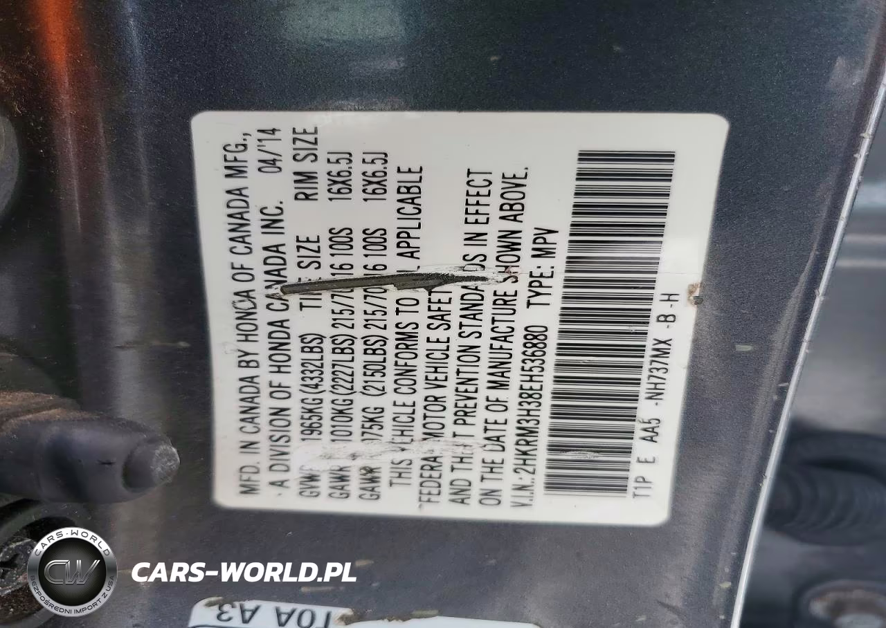 2014 Honda Cr-V Lx VIN:2HKRM3H38EH536880 - 12