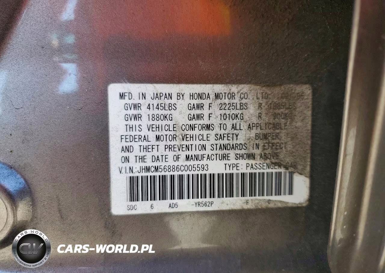 2006 Honda Accord Ex VIN:JHMCM56886C005593 - 12