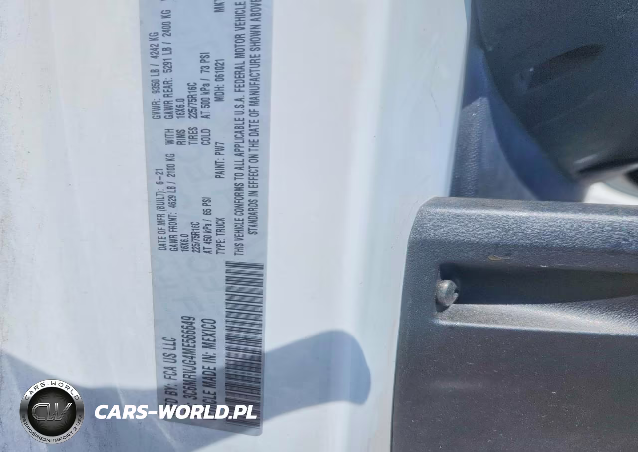2021 Ram Promaster 3500 Delivery Van VIN:3C6MRVJG4ME566649 - 13