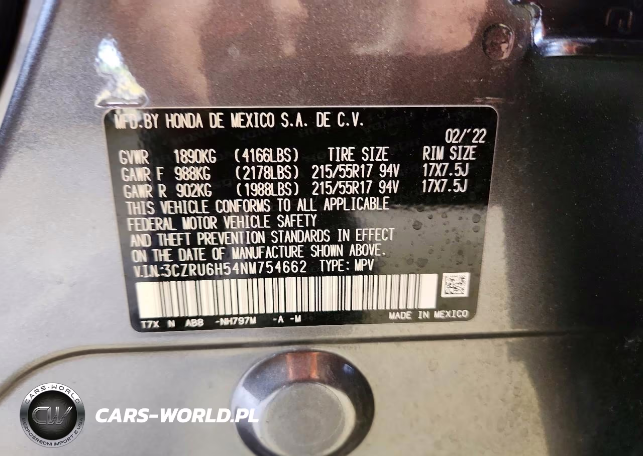 2022 Honda Hr-V Ex VIN:3CZRU6H54NM754662 - 13