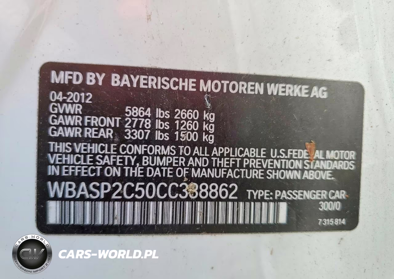 2012 BMW 535 Xigt VIN:WBASP2C50CC338862 - 12