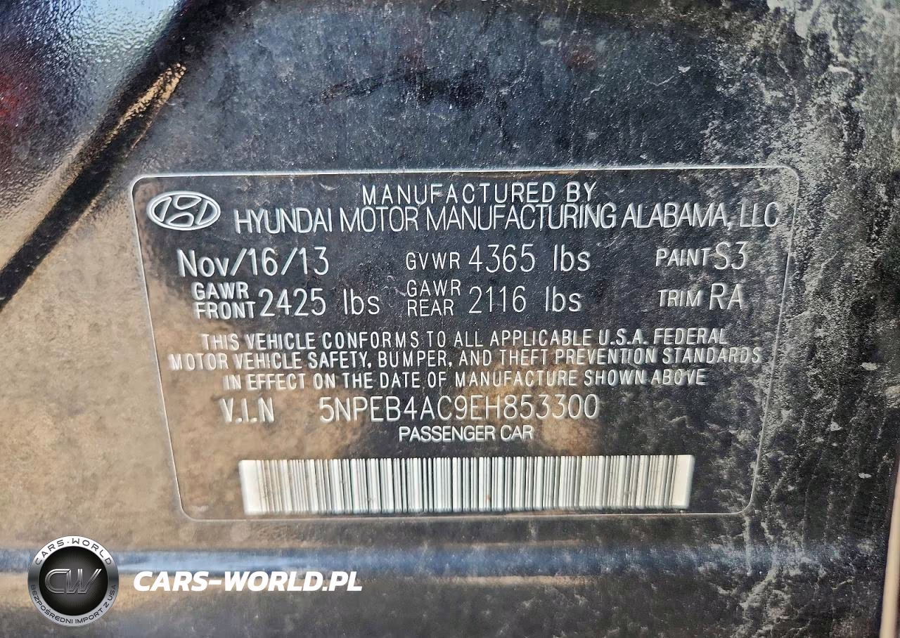 2014 Hyundai Sonata Gls VIN:5NPEB4AC9EH853300 - 12