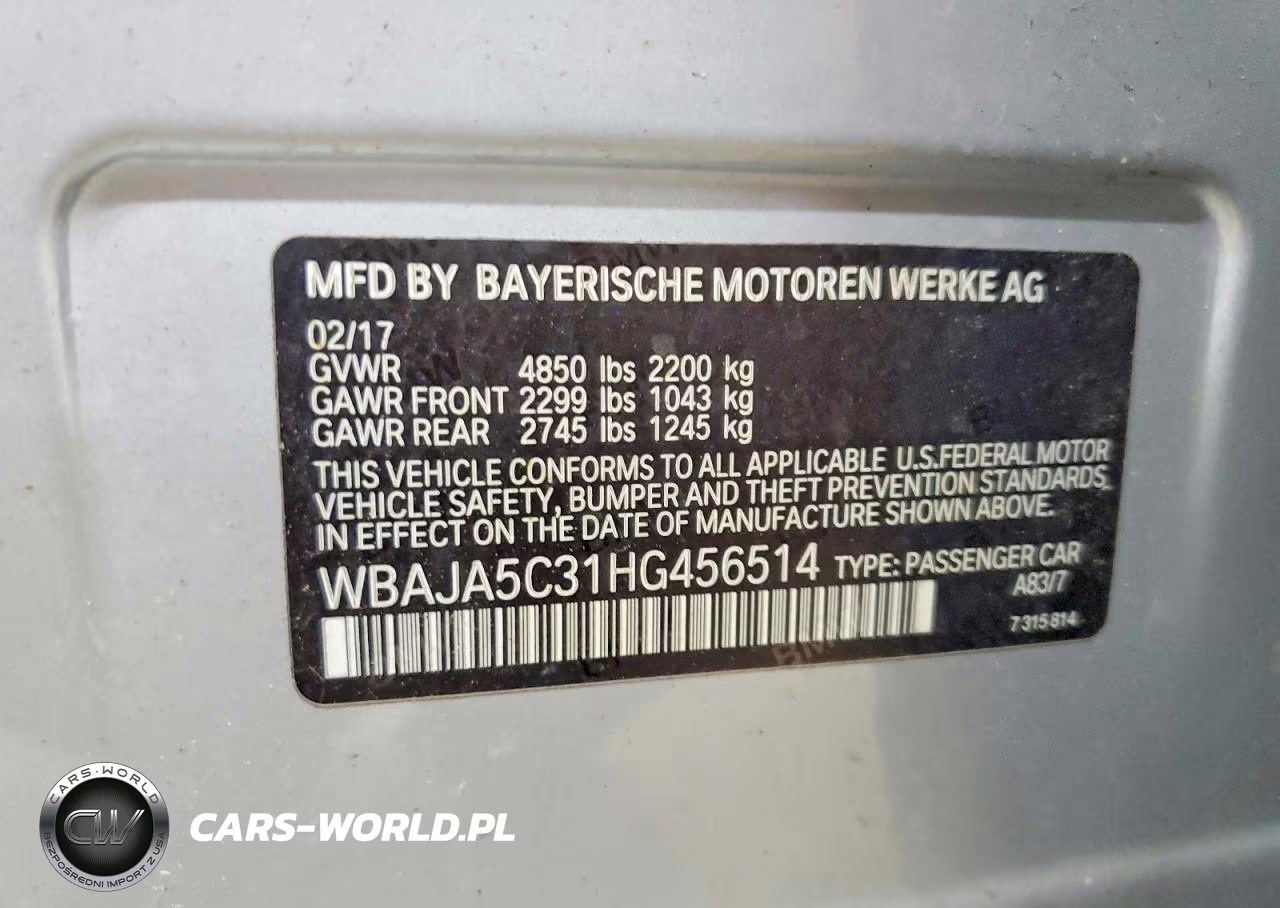 2017 BMW 530 I VIN:WBAJA5C31HG456514 - 12