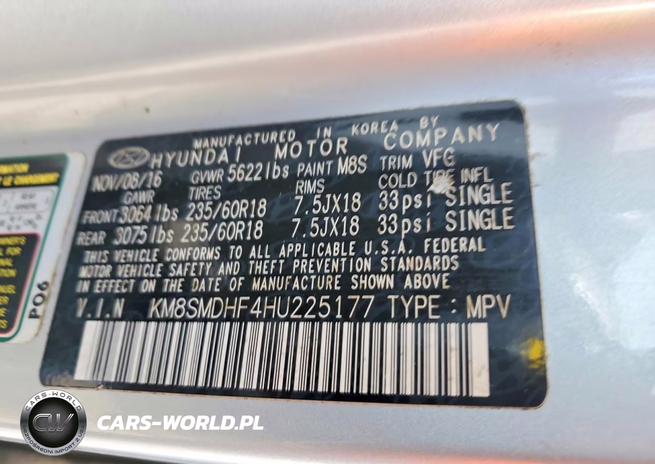 2017 Hyundai Santa Fe Se VIN:KM8SMDHF4HU225177 - 13
