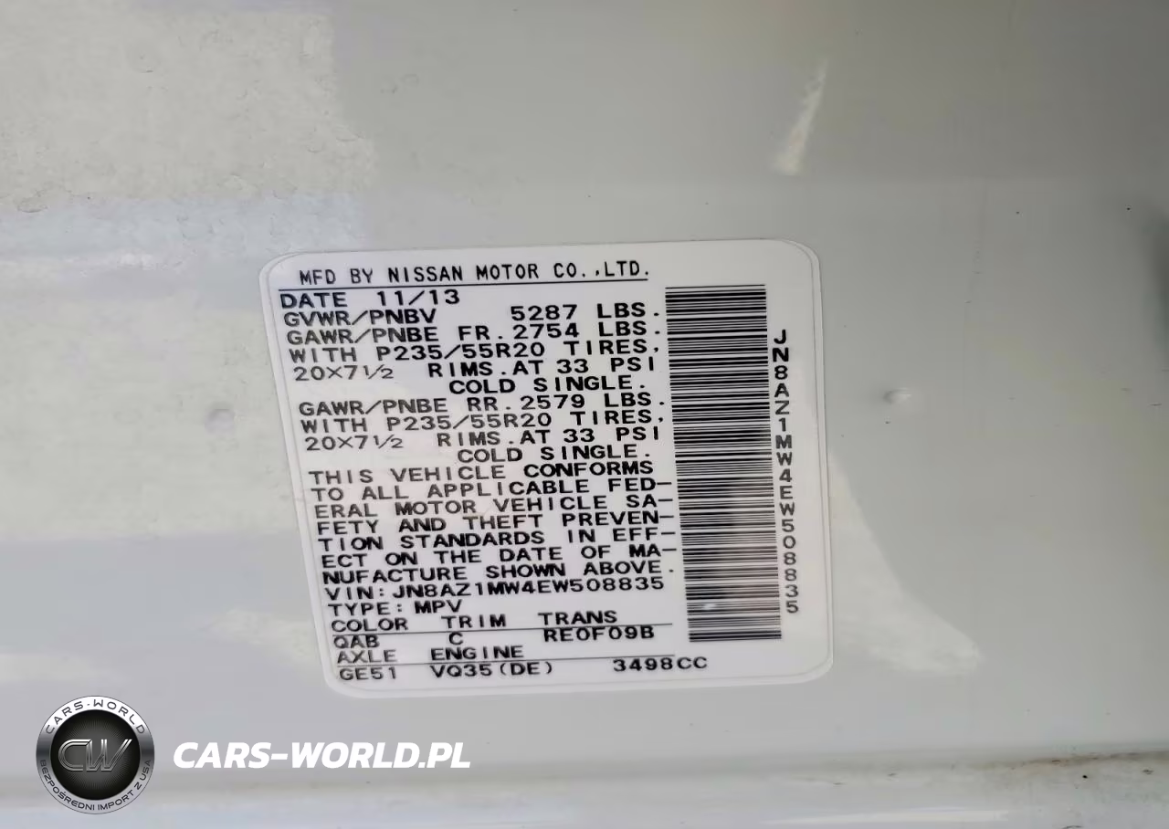 2014 Nissan Murano Le VIN:JN8AZ1MW4EW508835 - 12