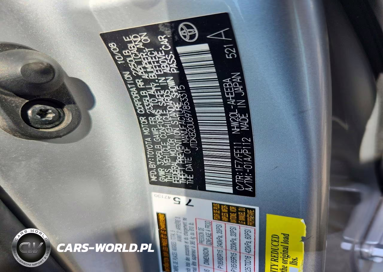 2009 Toyota Prius Base VIN:JTDKB20U697853315 - 12