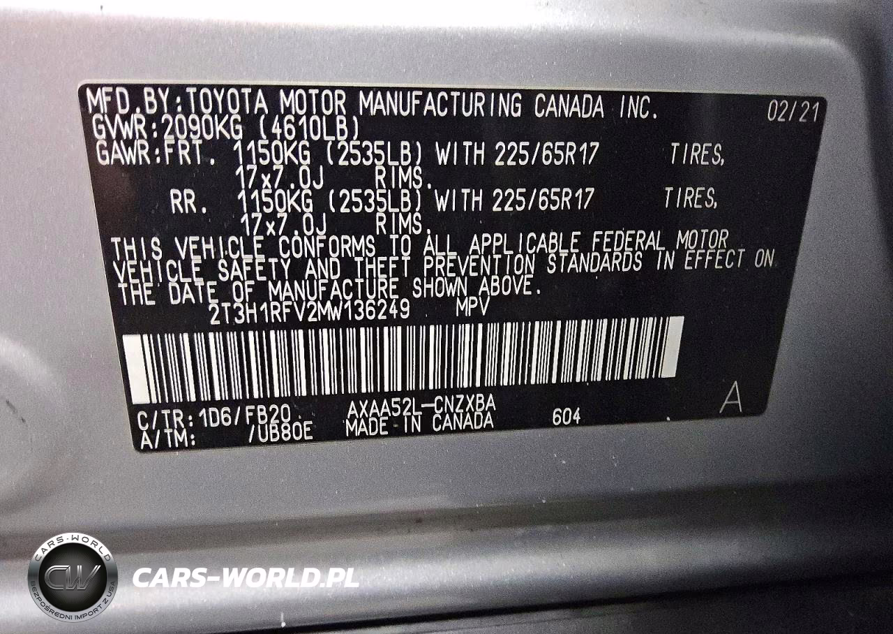 2021 Toyota Rav4 Le VIN:2T3H1RFV2MW136249 - 13