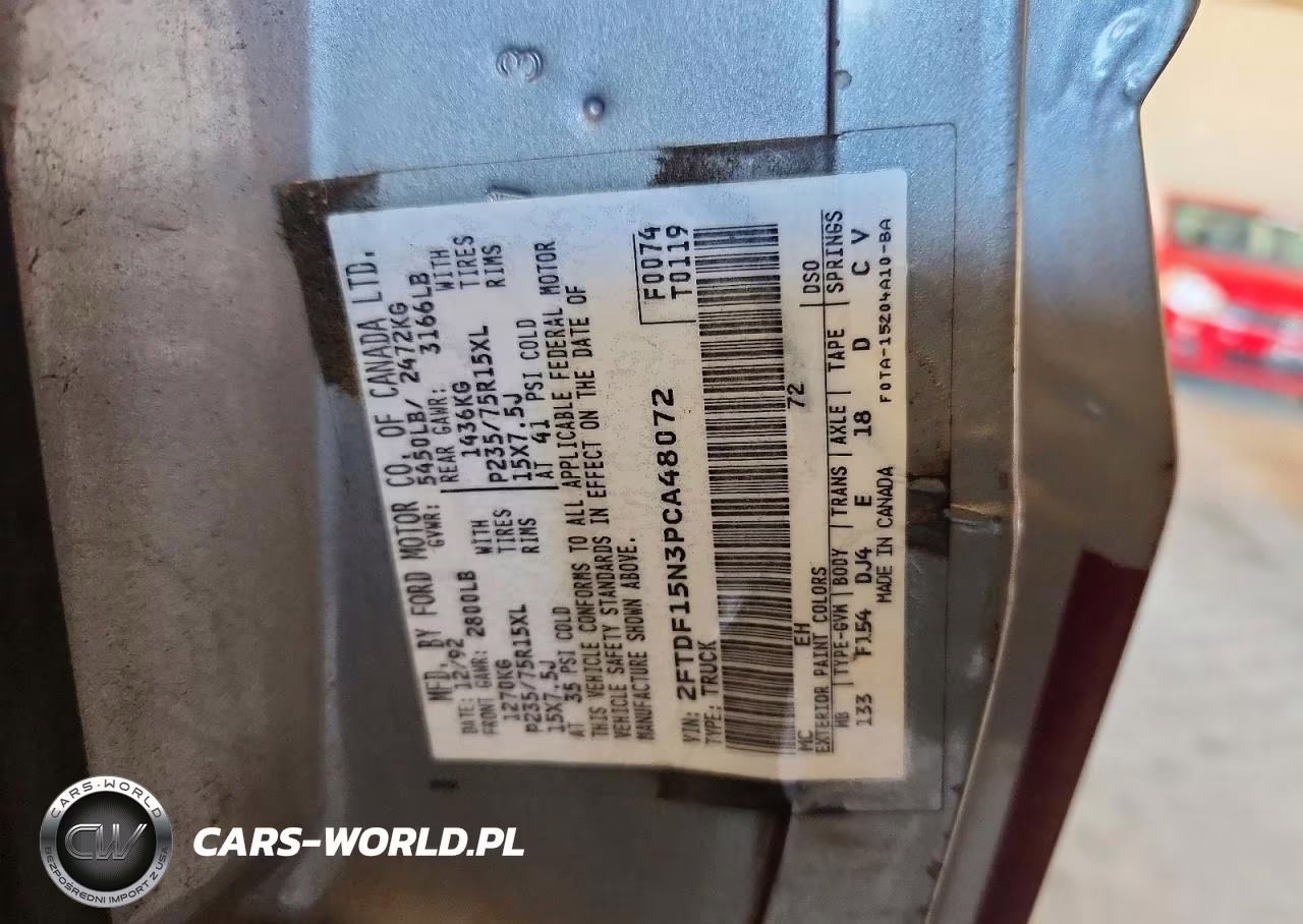 1993 Ford F-150 VIN:2FTDF15N3PCA48072 - 12