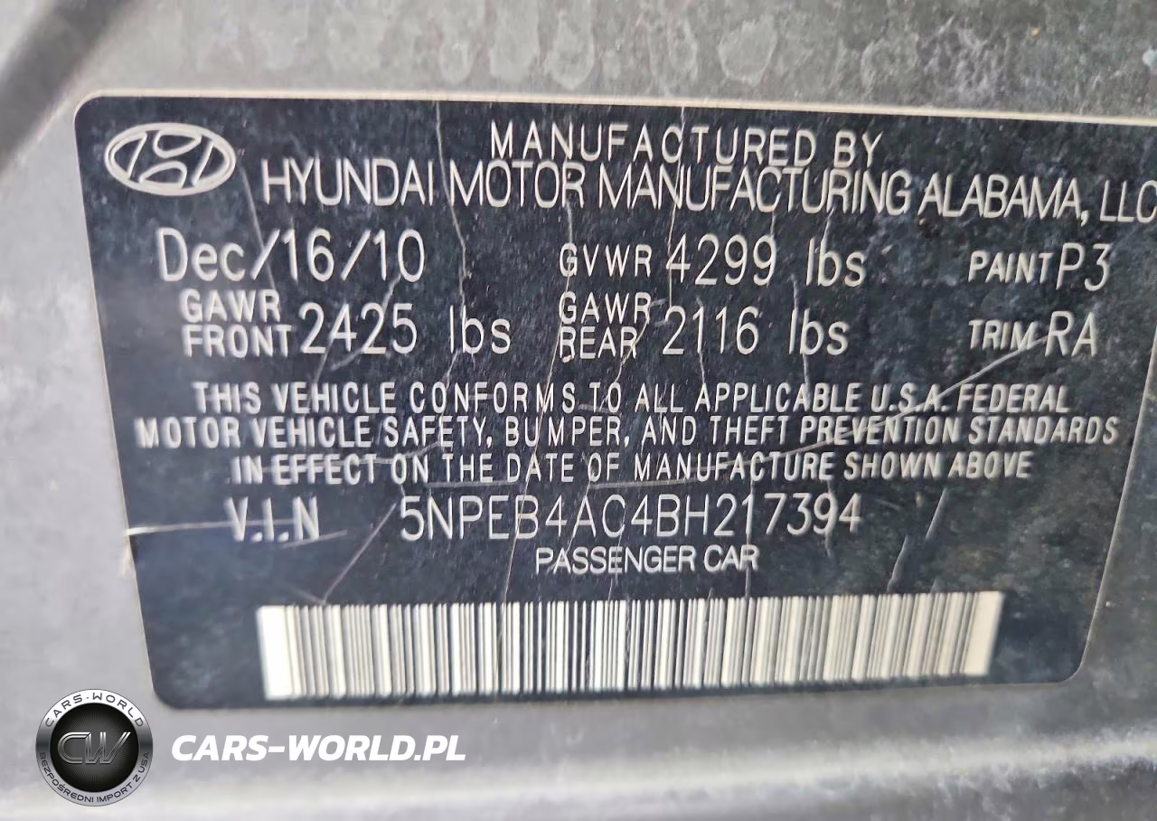 2011 Hyundai Sonata Gls VIN:5NPEB4AC4BH217394 - 12