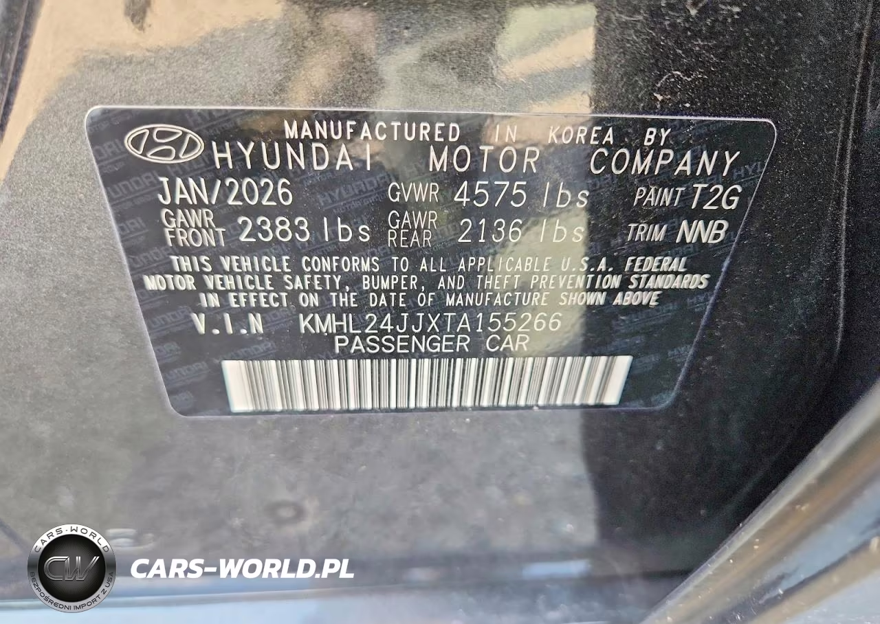 2026 Hyundai Sonata Hybrid Blue VIN:KMHL24JJXTA155266 - 12