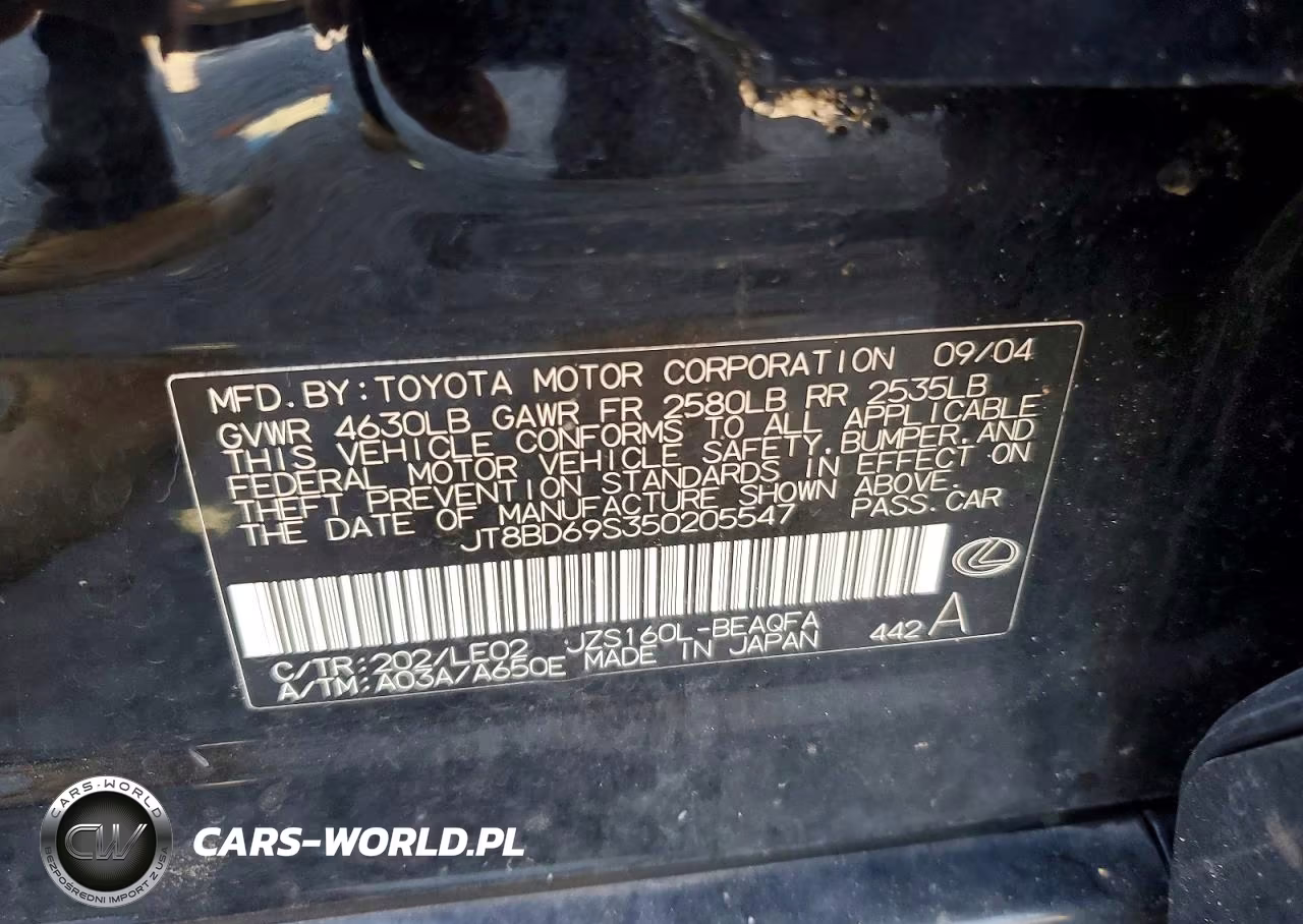 2005 Lexus Gs 300 VIN:JT8BD69S350205547 - 12
