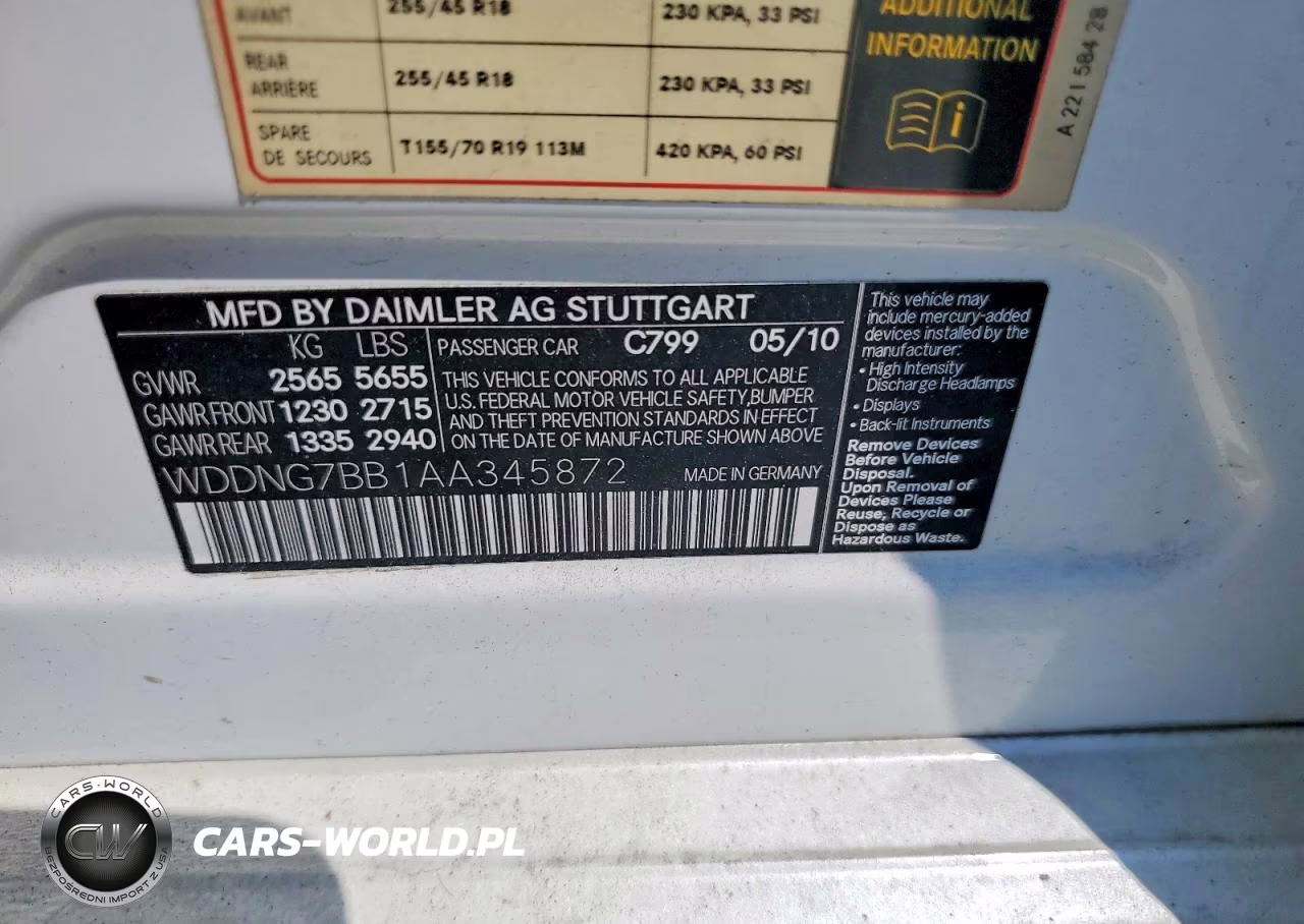 2010 Mercedes-Benz S 550 VIN:WDDNG7BB1AA345872 - 12