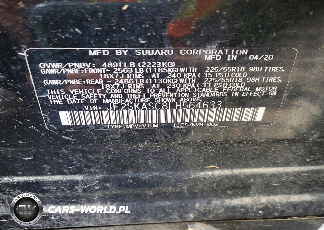2020 Subaru Forester Limited VIN:JF2SKASC8LH564633 - 13