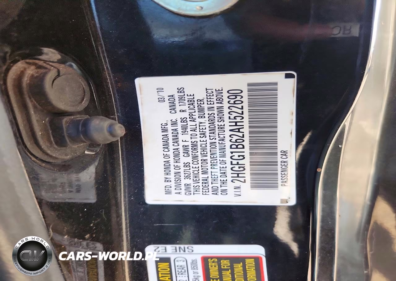 2010 Honda Civic Lx VIN:2HGFG1B62AH522690 - 12