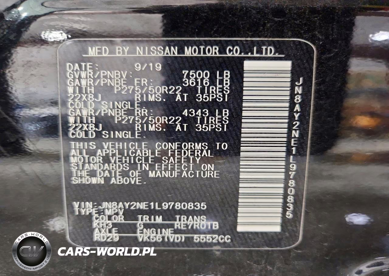 2020 Nissan Armada Platinum VIN:JN8AY2NE1L9780835 - 14