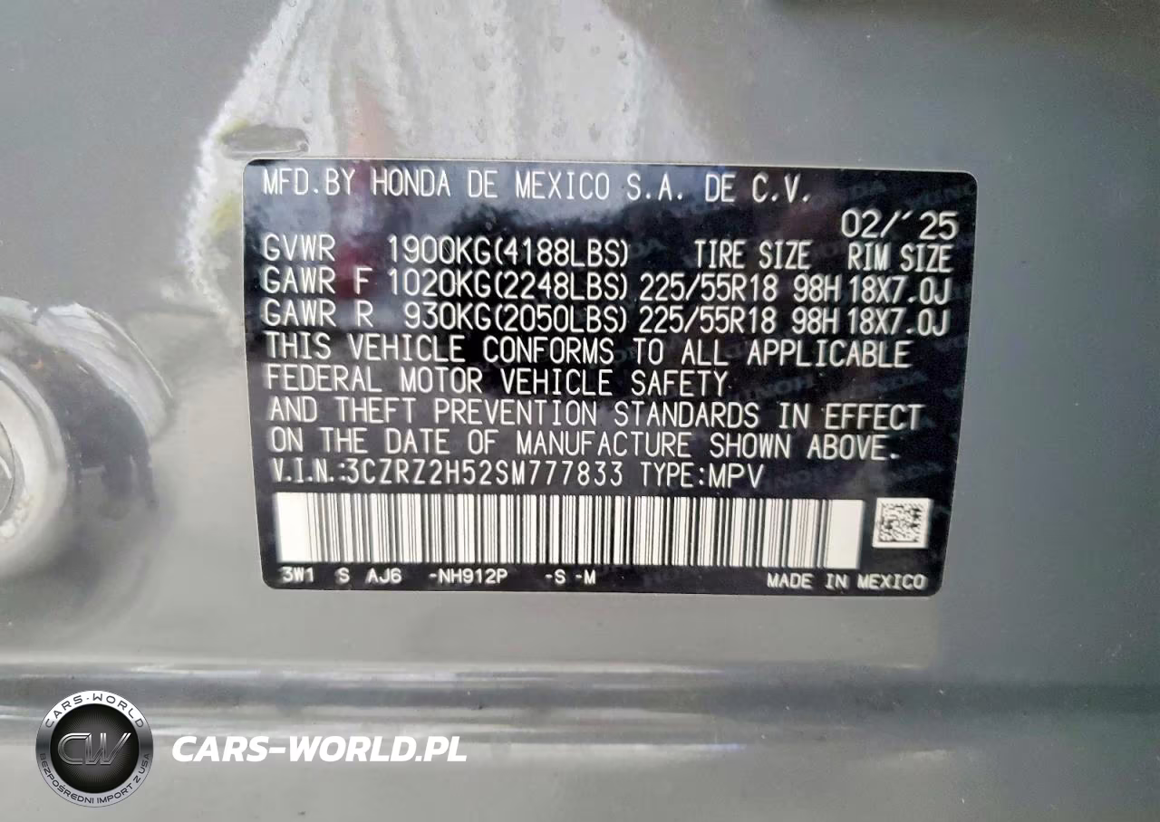 2025 Honda Hr-V Sport VIN:3CZRZ2H52SM777833 - 13
