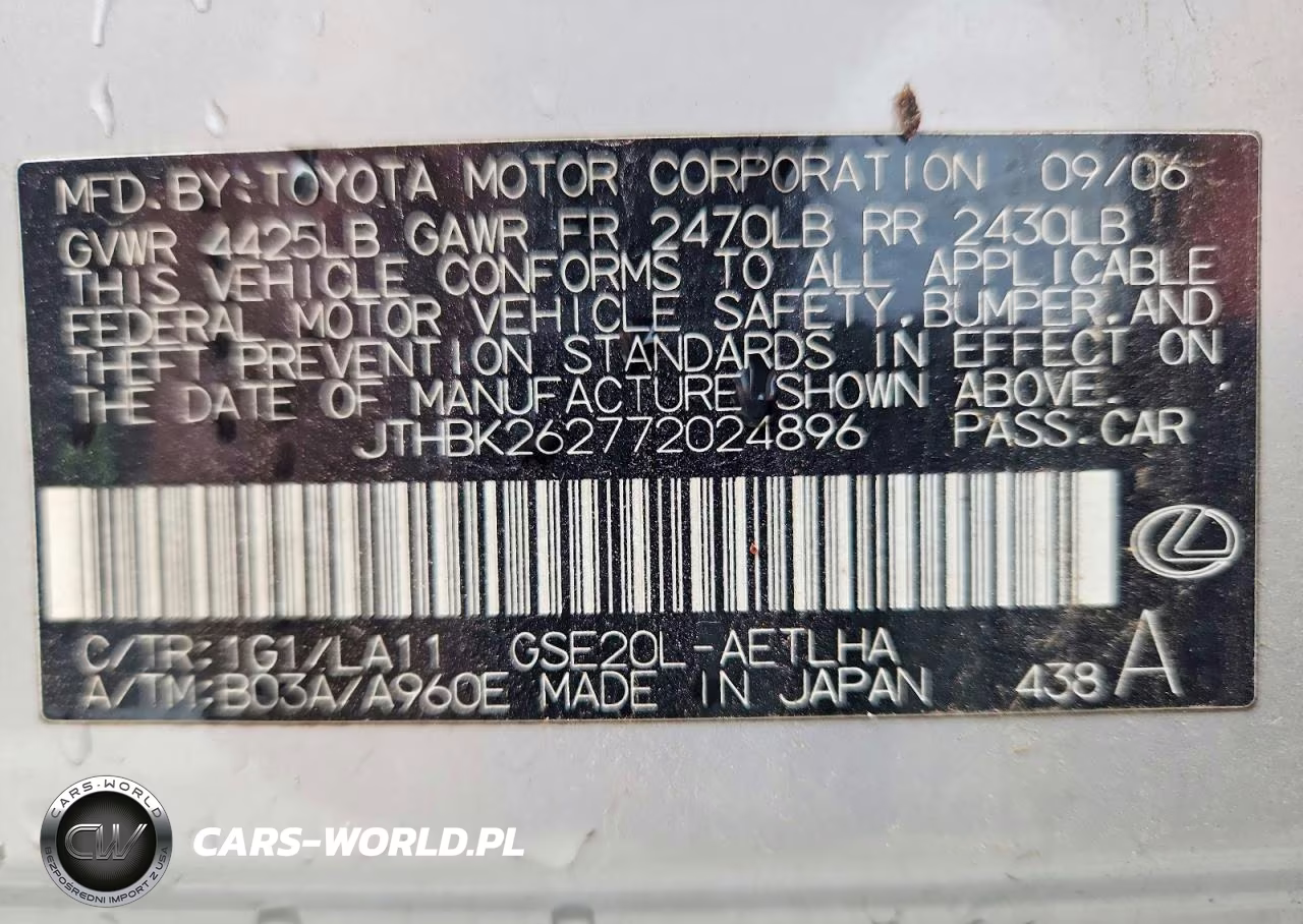 2007 Lexus Is 250 Base VIN:JTHBK262772024896 - 12
