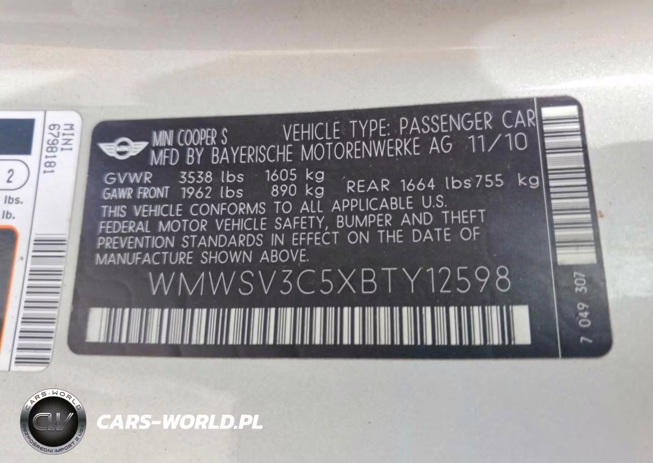 2011 Mini Cooper S VIN:WMWSV3C5XBTY12598 - 12
