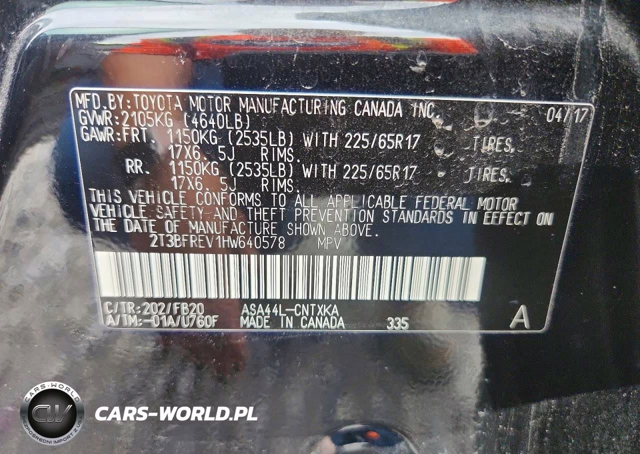 2017 Toyota Rav4 Le VIN:2T3BFREV1HW640578 - 14