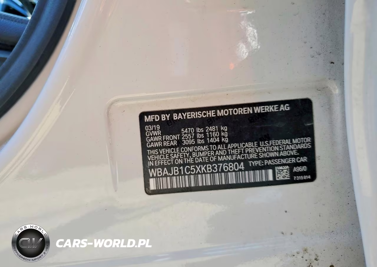 2019 BMW 530Xe VIN:WBAJB1C5XKB376804 - 12