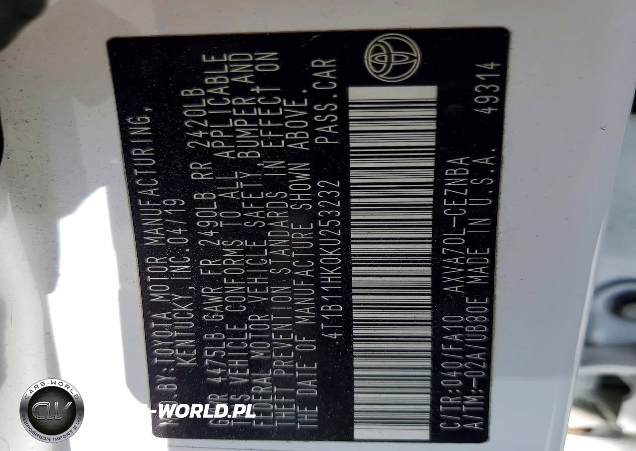 2019 Toyota Camry Le VIN:4T1B11HK0KU253232 - 12