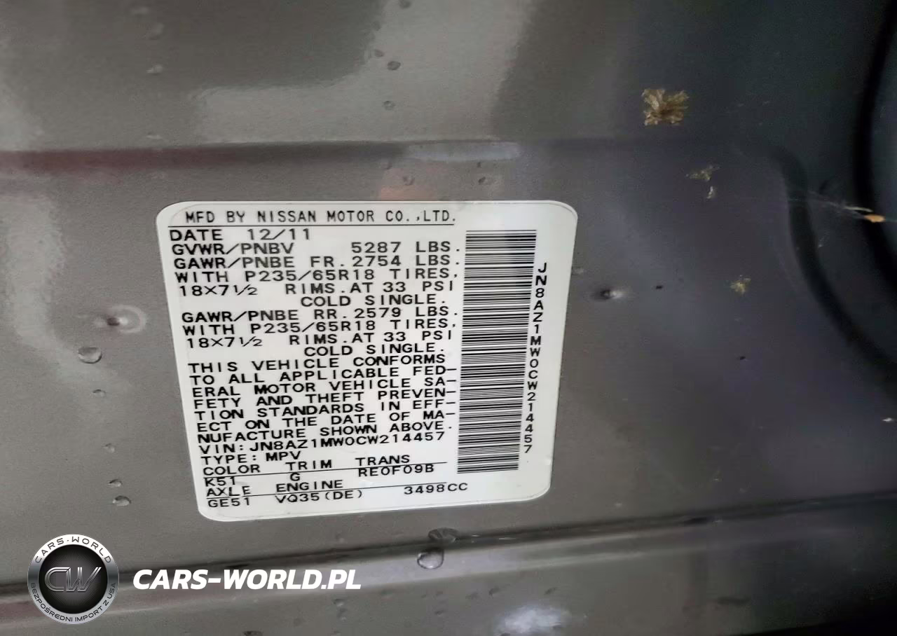 2012 Nissan Murano S VIN:JN8AZ1MW0CW214457 - 13