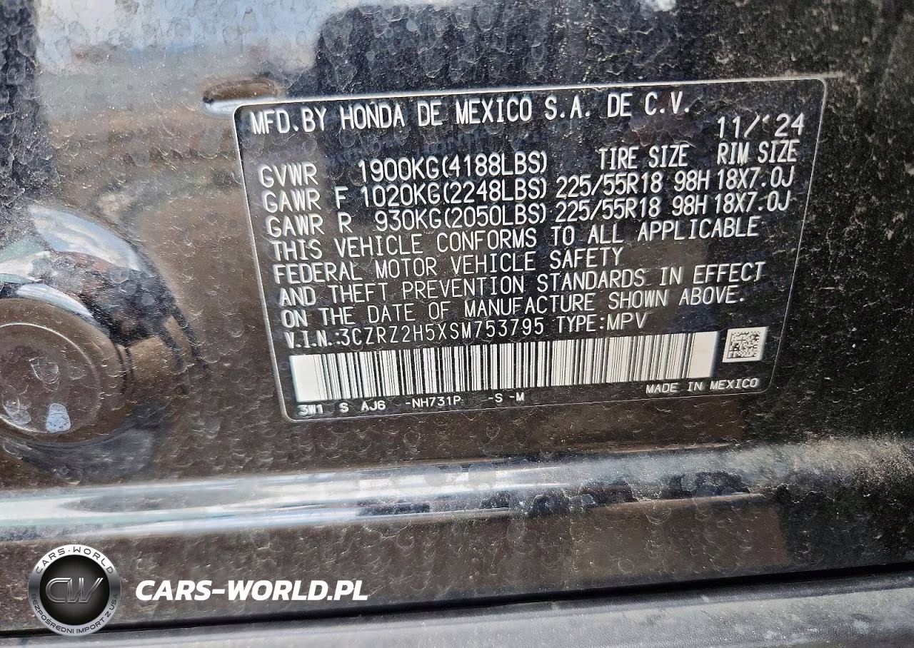2025 Honda Hr-V Sport VIN:3CZRZ2H5XSM753795 - 12