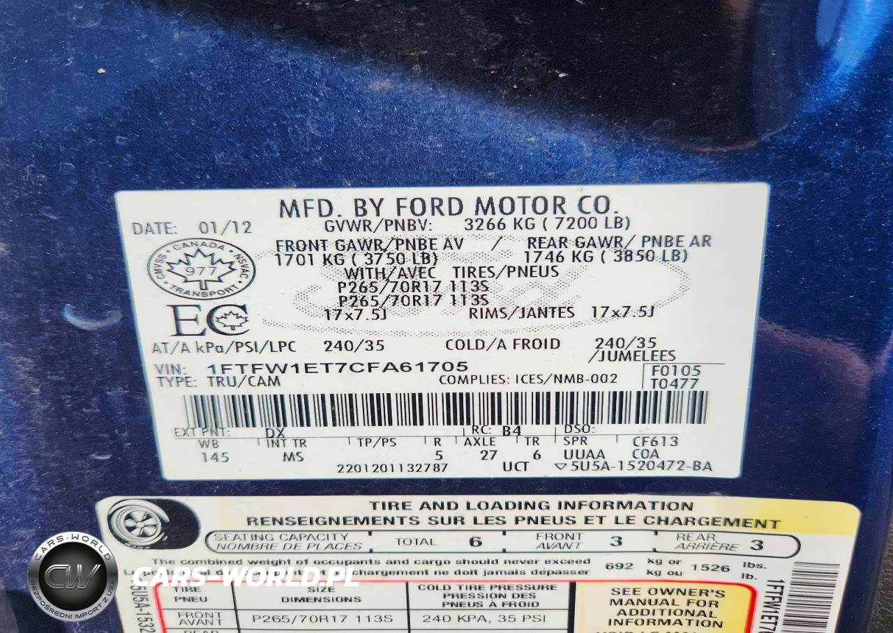 2012 Ford F150 Supercrew VIN:1FTFW1ET7CFA61705 - 12