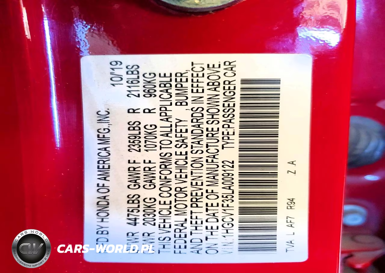 2020 Honda Accord Sport VIN:1HGCV1F35LA009122 - 12