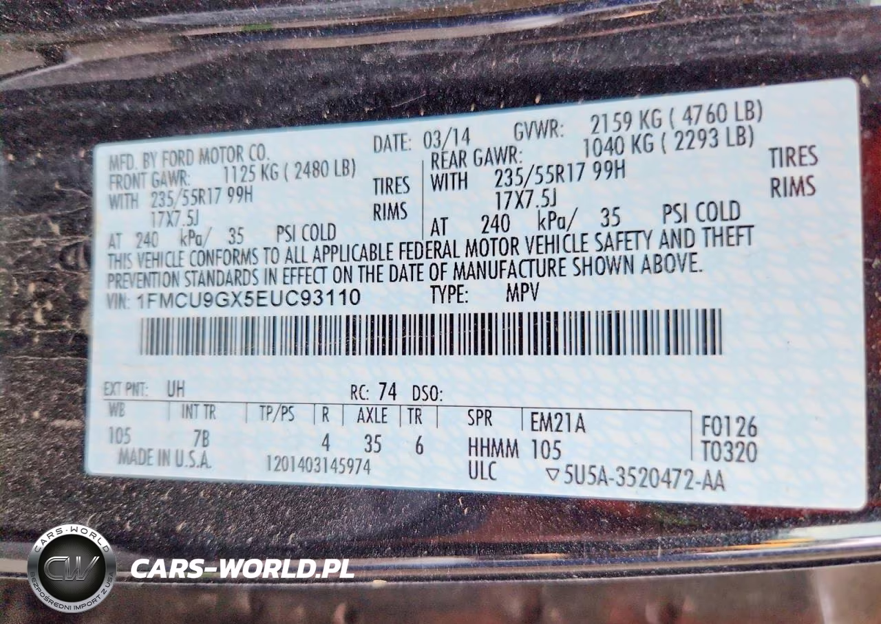 2014 Ford Escape Se VIN:1FMCU9GX5EUC93110 - 13