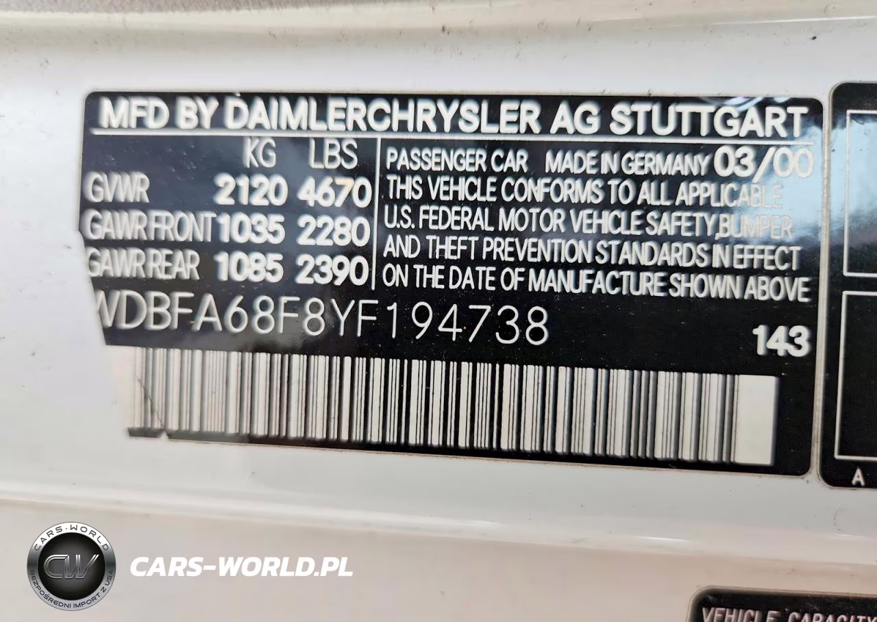 2000 Mercedes-Benz Sl 500 VIN:WDBFA68F8YF194738 - 12