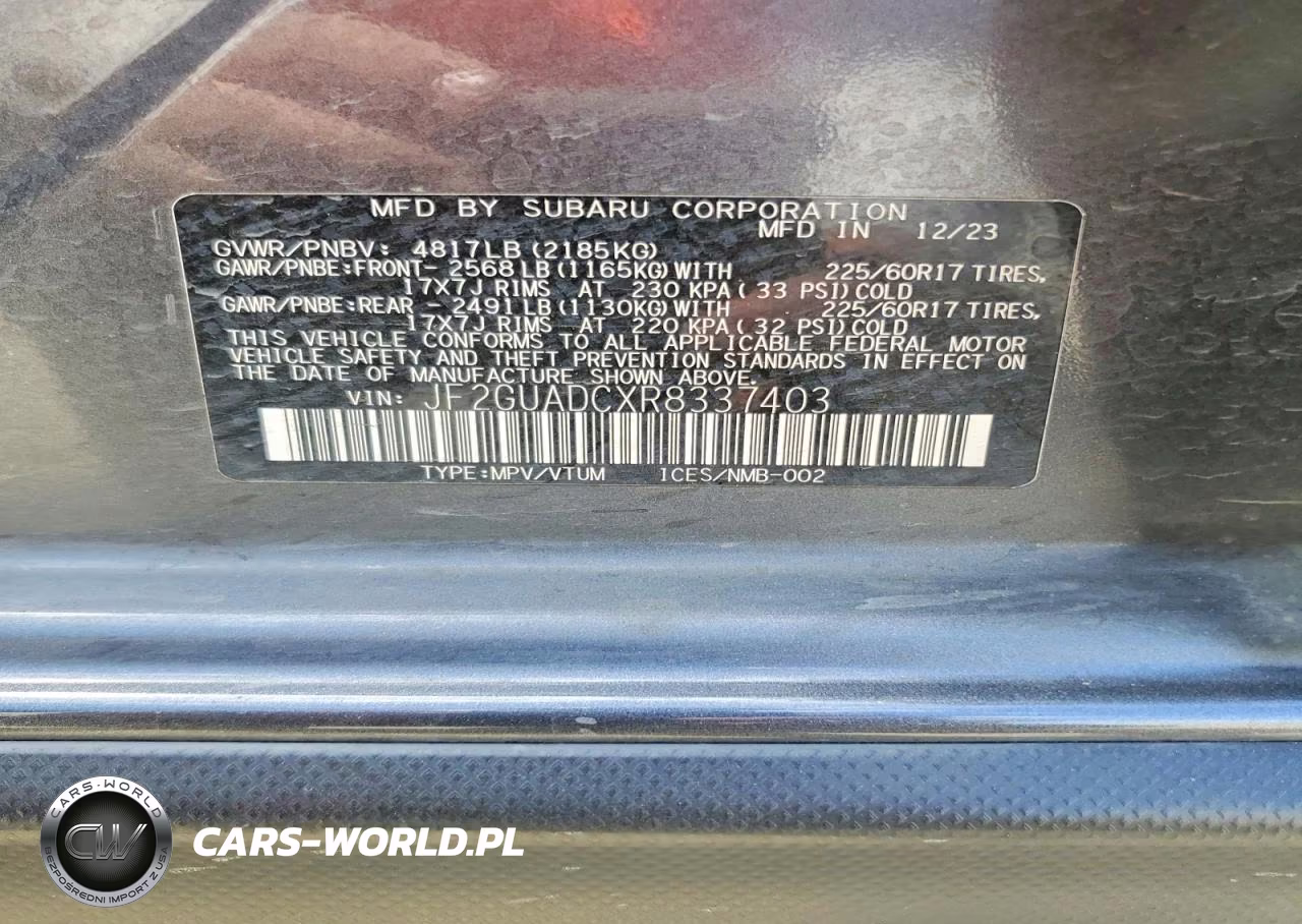 2024 Subaru Crosstrek Premium VIN:JF2GUADCXR8337403 - 13