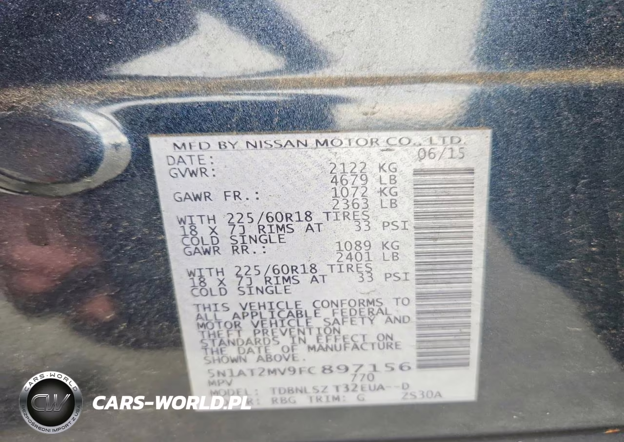 2015 Nissan Rogue Sl VIN:5N1AT2MV9FC897156 - 13