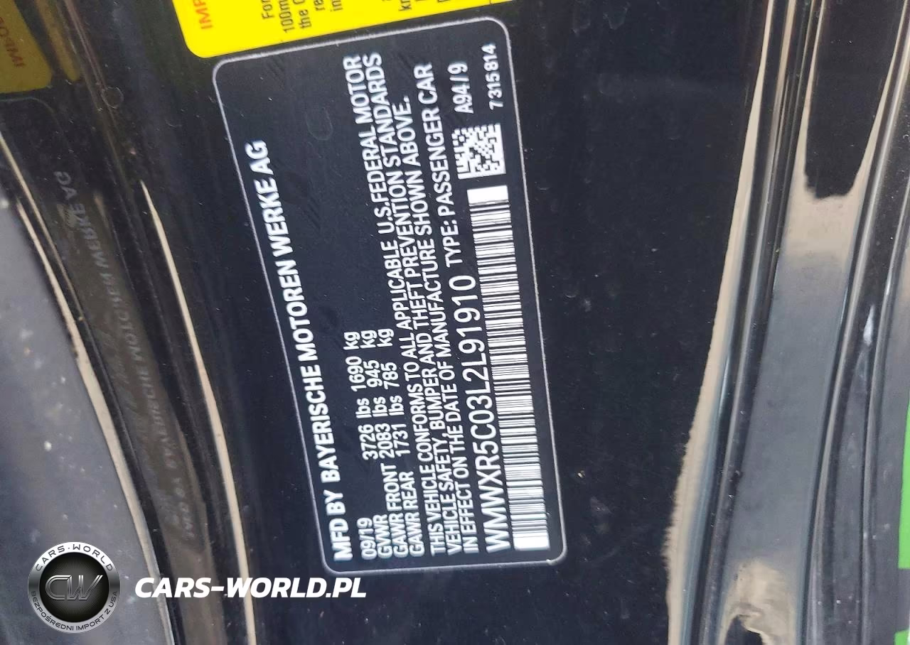 2020 Mini Cooper S VIN:WMWXR5C03L2L91910 - 12
