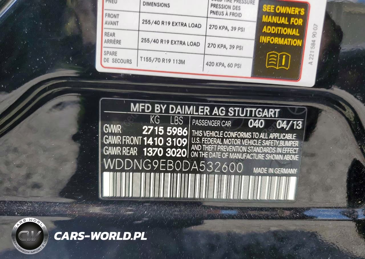 2013 Mercedes-Benz S 550 4Matic VIN:WDDNG9EB0DA532600 - 12