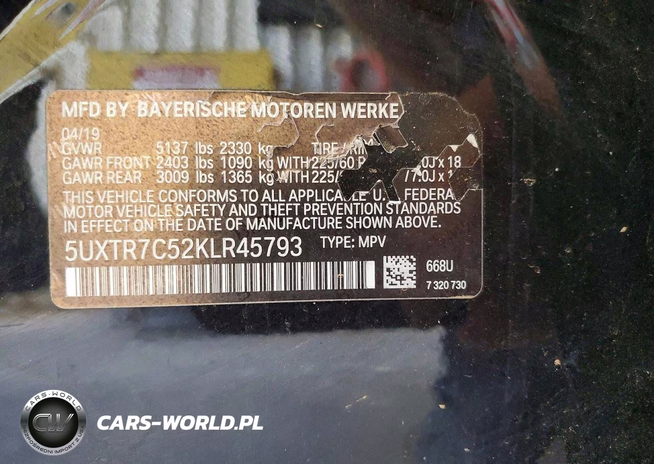 2019 BMW X3 Sdrive30I VIN:5UXTR7C52KLR45793 - 14