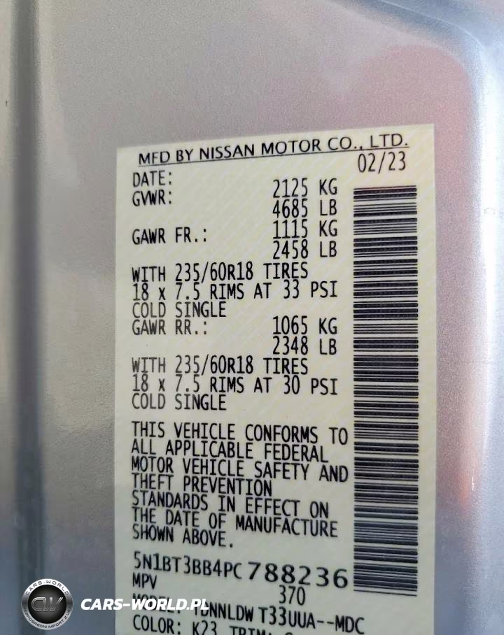 2023 Nissan Rogue Sv VIN:5N1BT3BB4PC788236 - 14