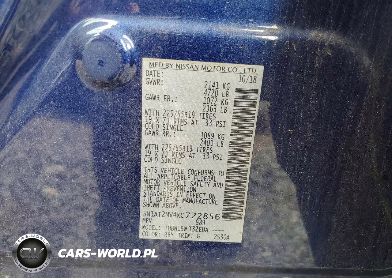 2019 Nissan Rogue Sl VIN:5N1AT2MV4KC722856 - 13