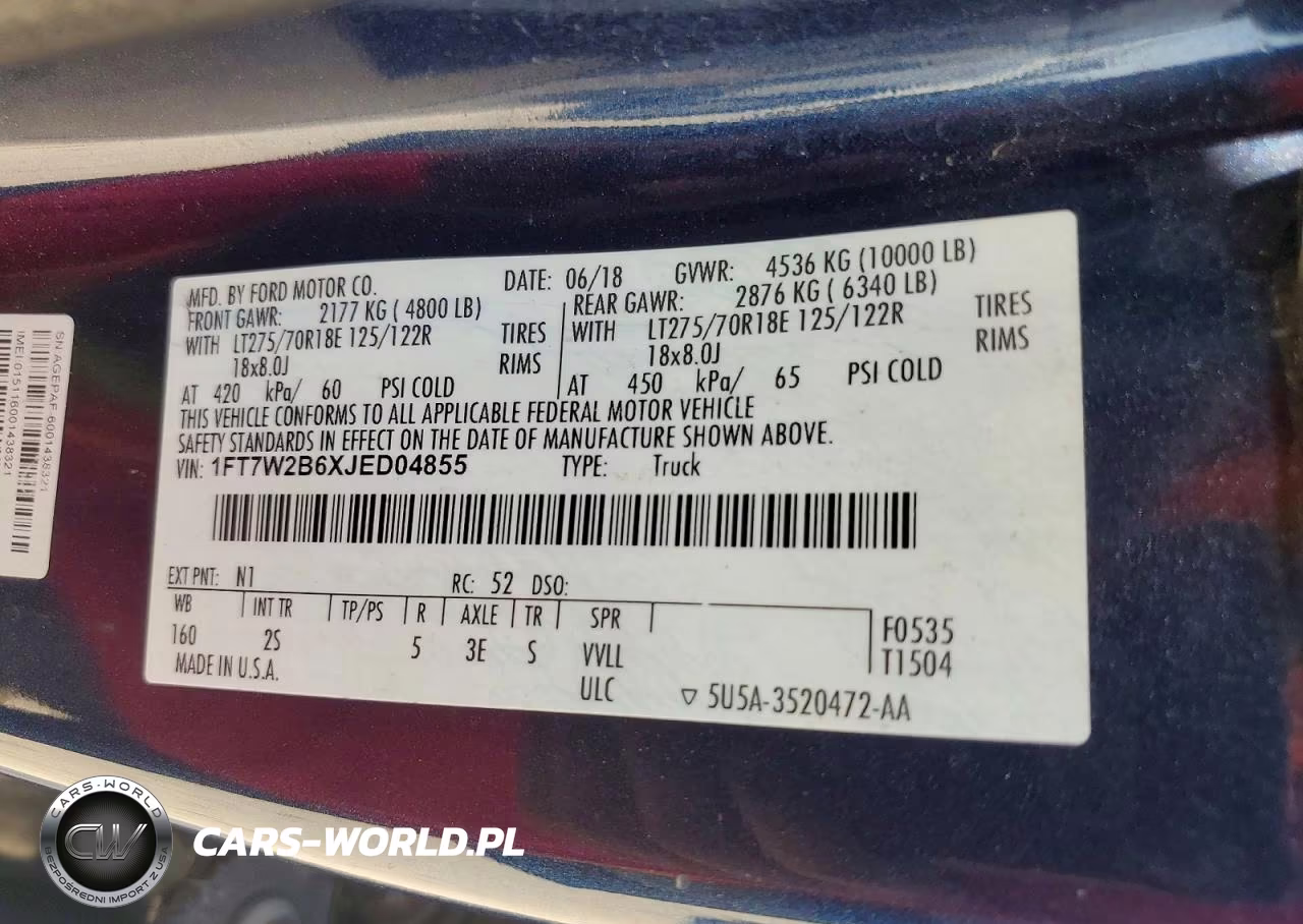 2018 Ford F250 Super Duty VIN:1FT7W2B6XJED04855 - 12