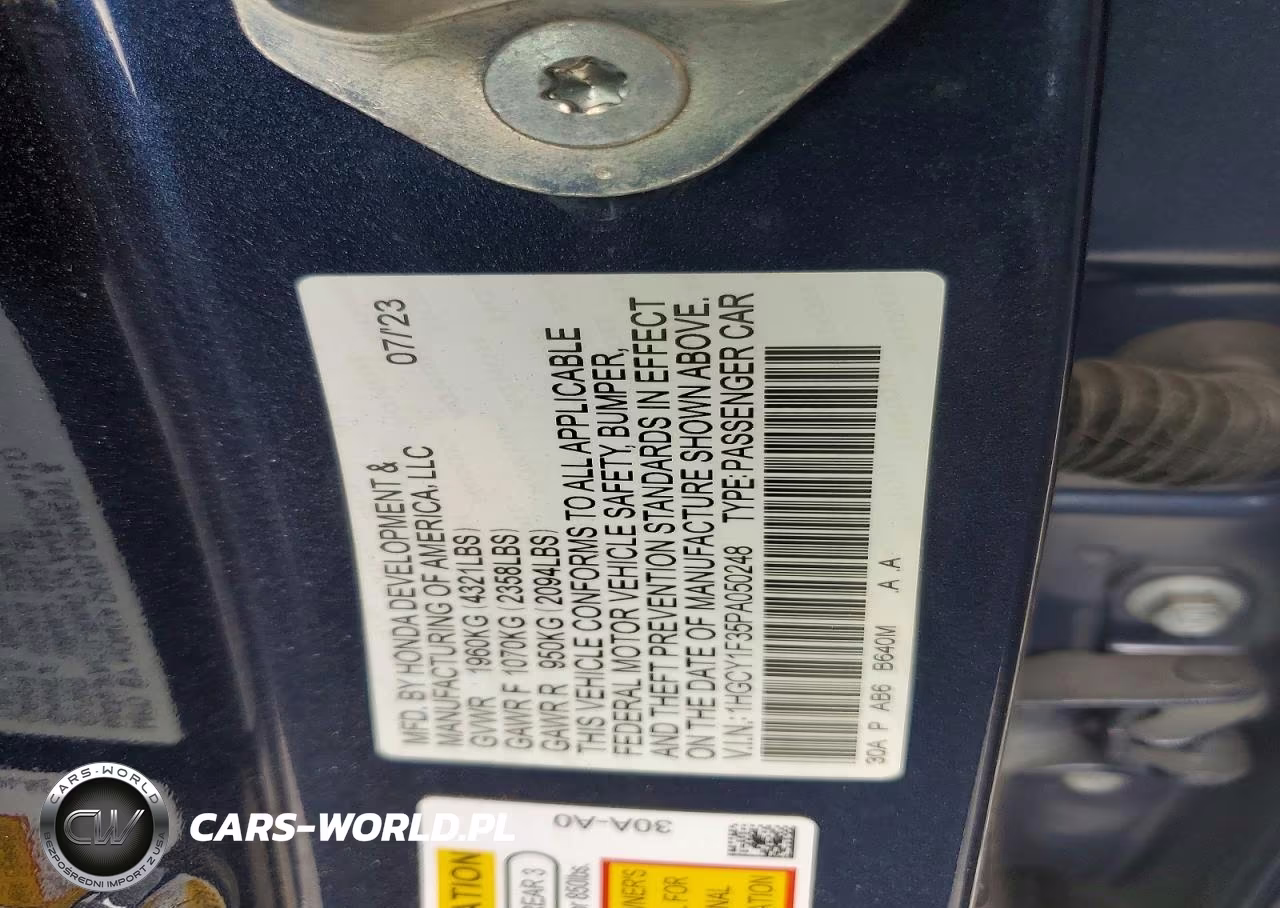 2023 Honda Accord Ex VIN:1HGCY1F35PA050248 - 12