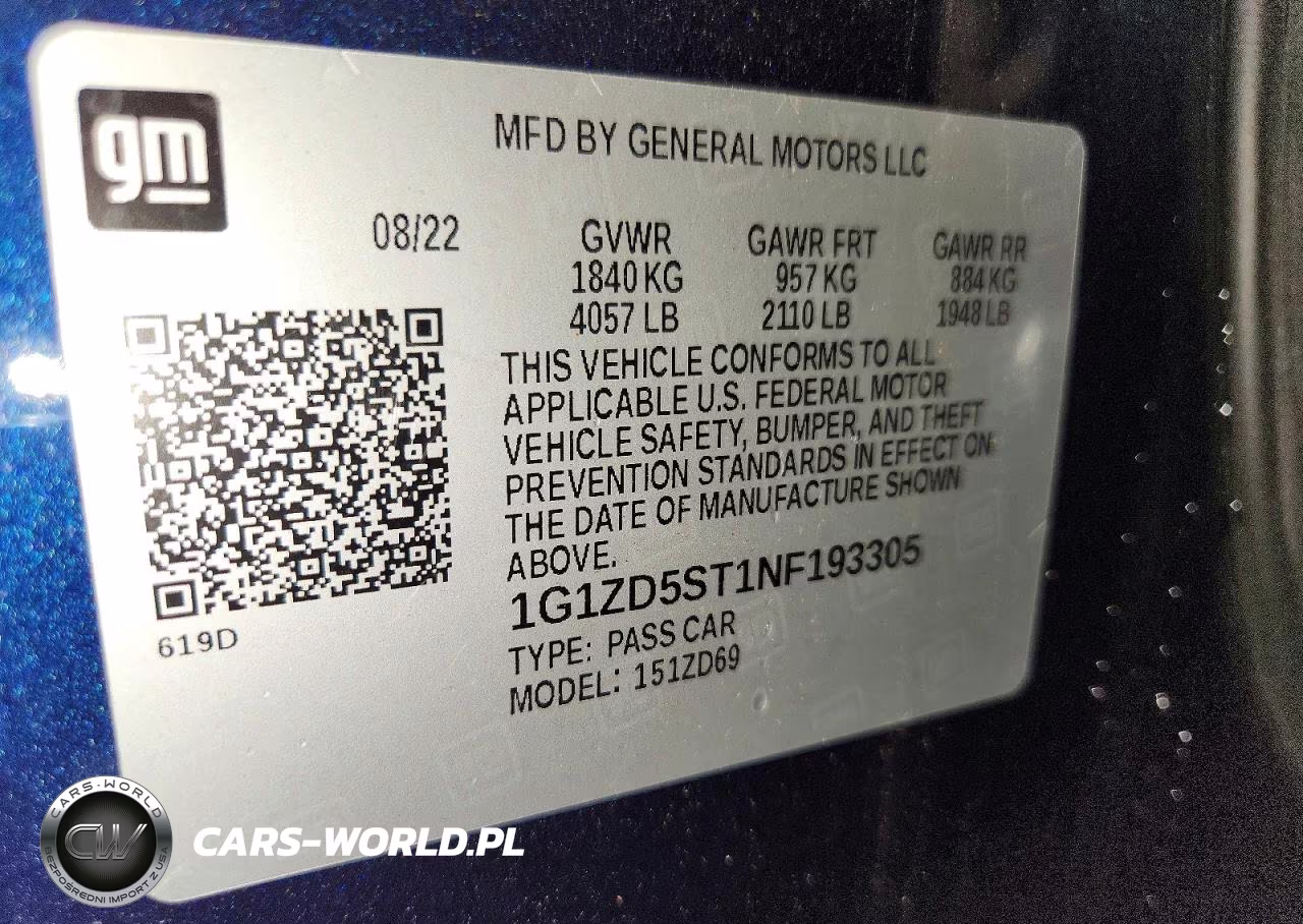 2022 Chevrolet Malibu Lt VIN:1G1ZD5ST1NF193305 - 12