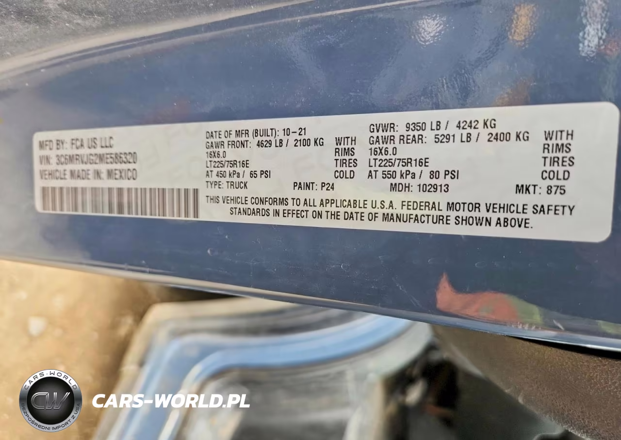 2021 Ram Promaster 3500 Delivery Van VIN:3C6MRVJG2ME586320 - 12