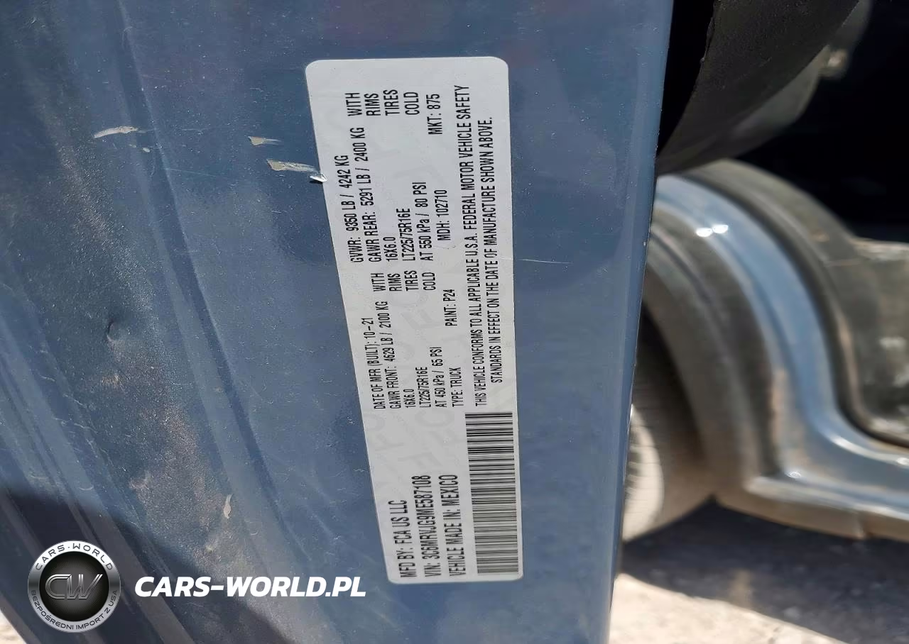 2021 Ram Promaster 3500 Delivery Van VIN:3C6MRVJG9ME587108 - 13