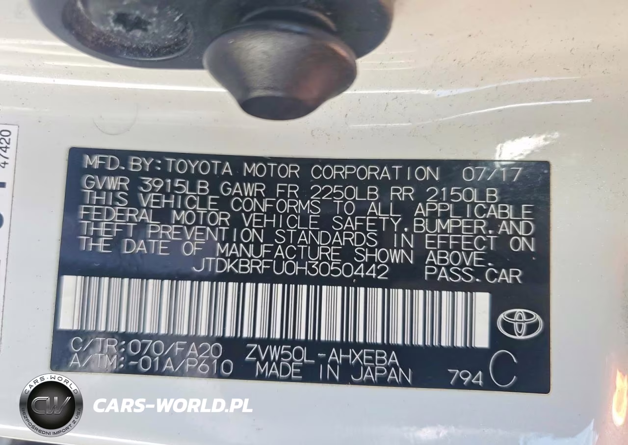 2017 Toyota Prius Two VIN:JTDKBRFU0H3050442 - 12