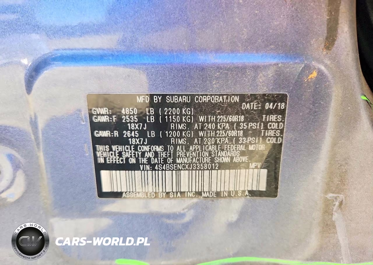 2018 Subaru Outback 3.6R Limited VIN:4S4BSENCXJ3358012 - 12