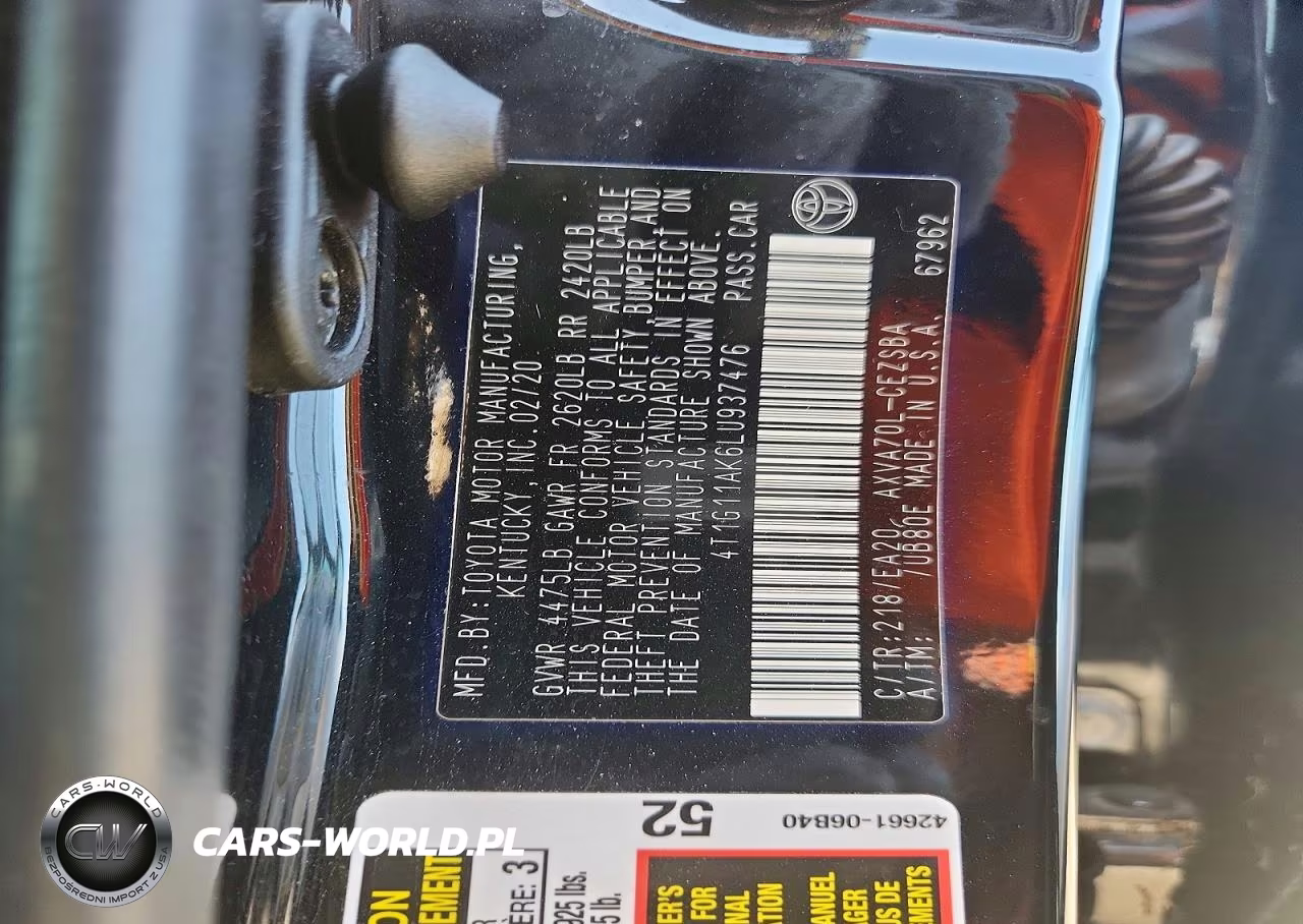 2020 Toyota Camry Se VIN:4T1G11AK6LU937476 - 12