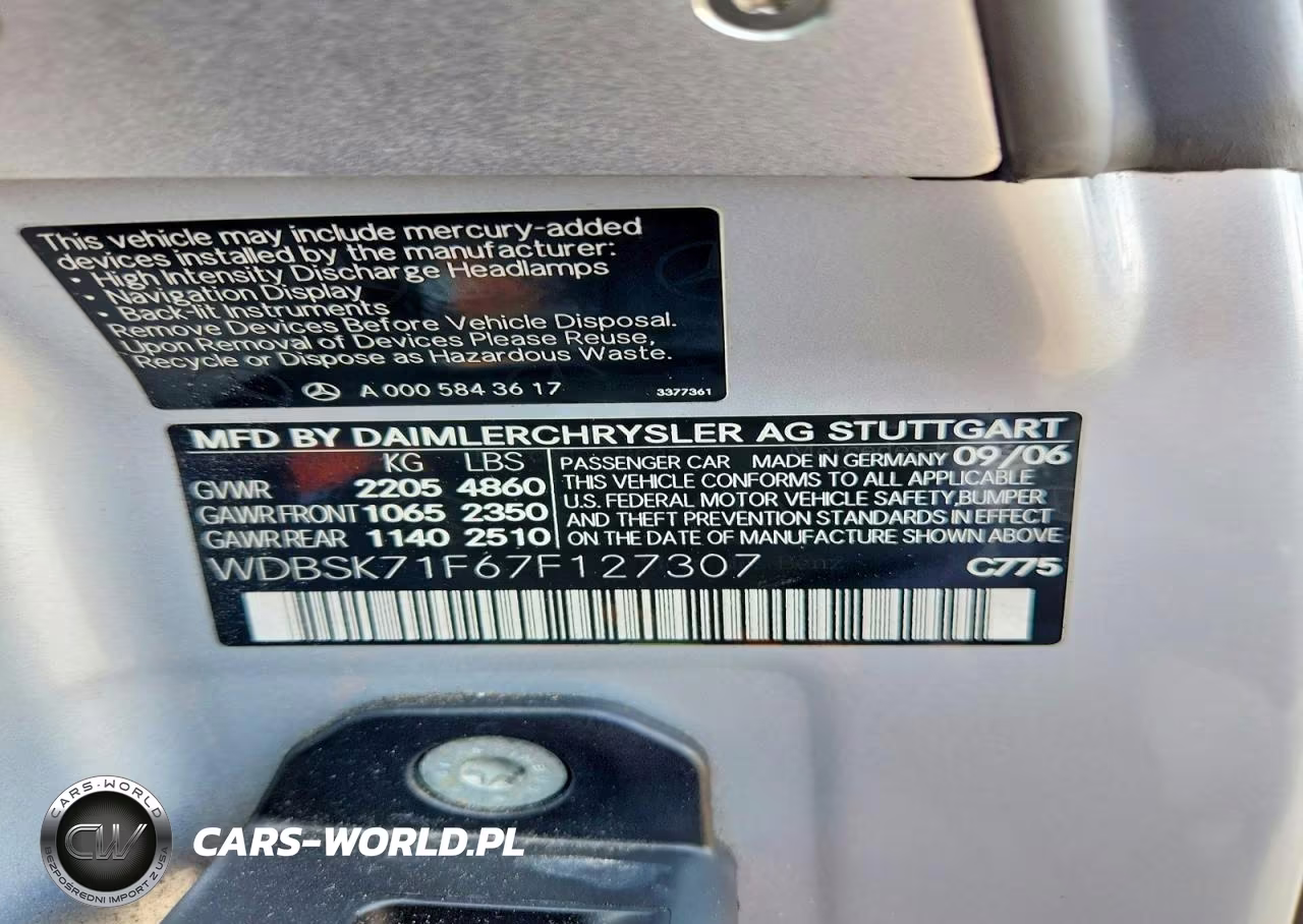 2007 Mercedes-Benz Sl 550 VIN:WDBSK71F67F127307 - 12