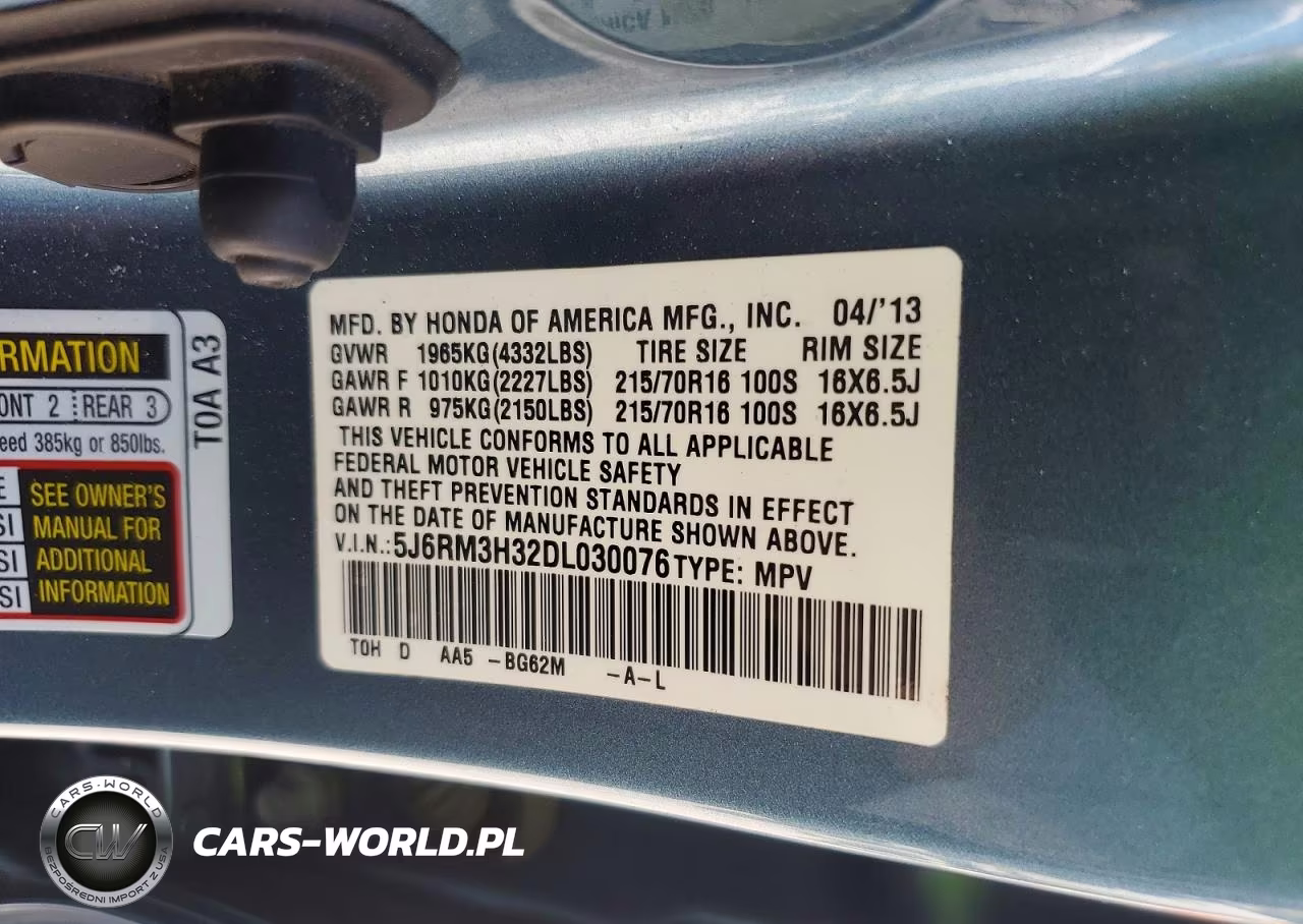 2013 Honda Cr-V Lx VIN:5J6RM3H32DL030076 - 12